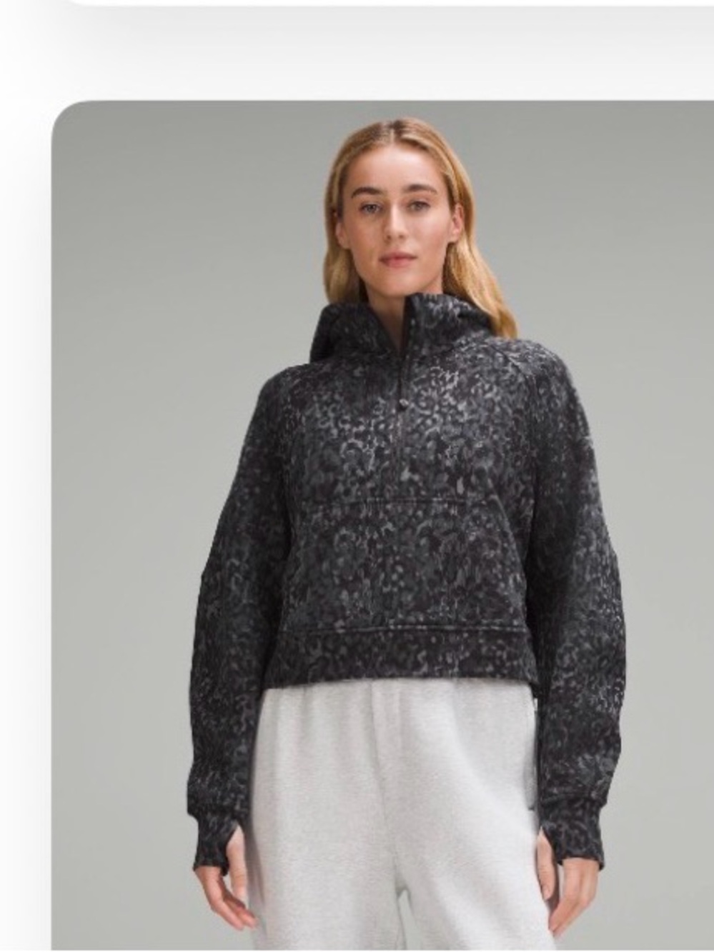 lululemon athletica Charcoal Leopard-Print Quarter-Zip Sweater